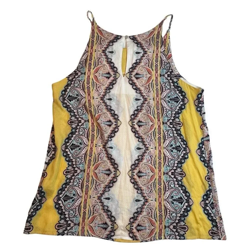 Verse Blouse Womens Medium Alecto Halter Top Colorful Yellow Paisley Hippy Shirt - Picture 2 of 9